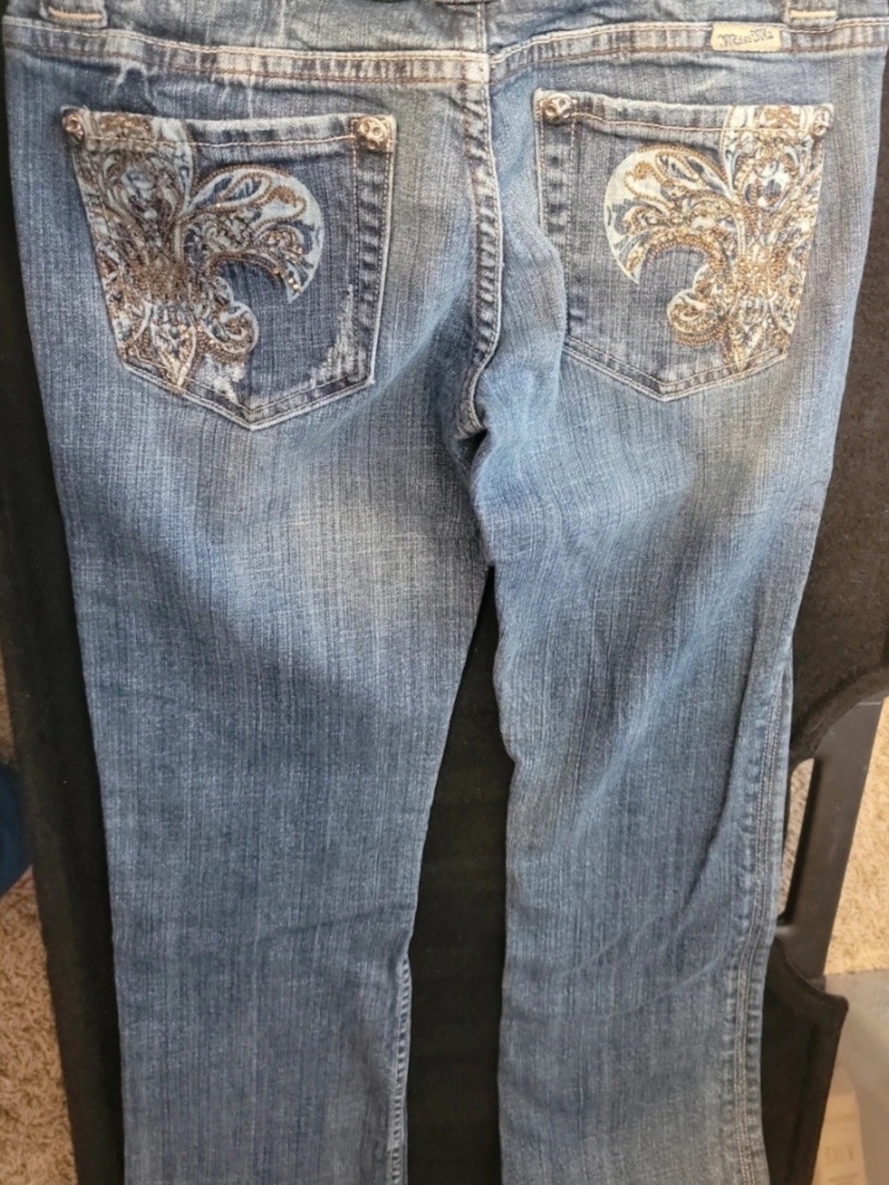 Miss Me Blue Jeans with Gold Embroidered Back Pockets